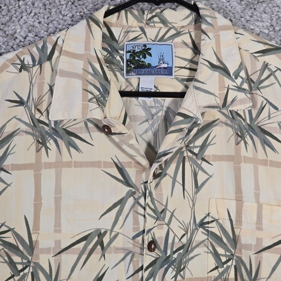 AFTCO Bluewater Mens Shirt Size Large‎ Tan Hawaiian Short Sleeve Beach Fishing - Picture 4 of 11